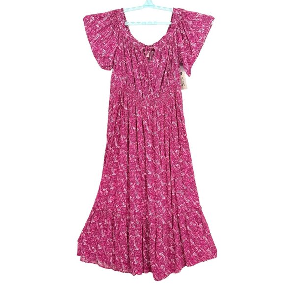 Terra & Sky Women's Off Shoulder Batik Geometric Print Maxi Dress Size 1X NWT - Picture 2 of 12